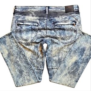 💥True Religion Blue Acid-Wash Rocco Rlxd Skinny Jeans. Men's Size: W40x34L